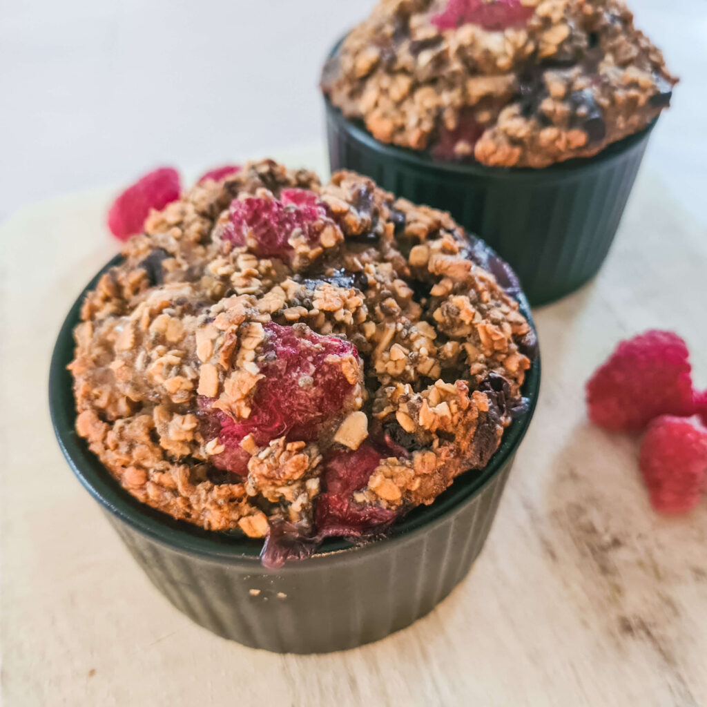 recept gebakken havermout met framboos en chocola